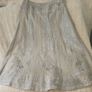 Basil & Maude Anthropology Embroidered  Hand Bali Boho Skirt